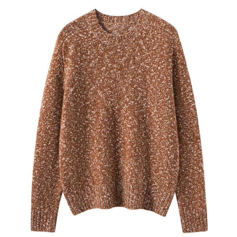 Women's Retro Loose Fit Cashmere Sweater - Plus Size Round Neck Pullover for Autumn/Winter