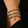 Vintage Irregular Metal Bead Heart-Shaped Pendant Bracelet for Women Men Unique Silver Color Bead Couple Bracelet Jewelry Gifts