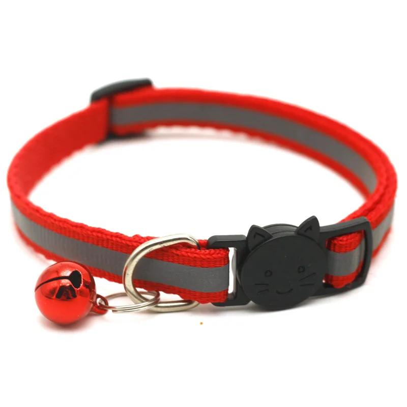 Safety Breakaway Cat Dog Collar Neck Strap Reflective Nylon Kitten Puppy Pet with Colorful Bell Puppy Pet Leash Accessories