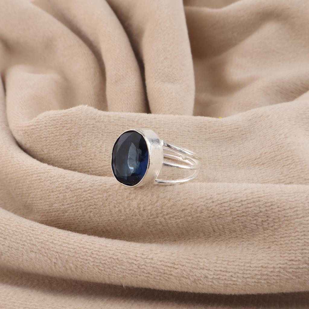 London Blue Topaz Gemstone Silver Ring, 925 Sterling Silver Handmade Topaz Jewelry, Women Wedding Ring, December Birthmonth Gift RR-73-3