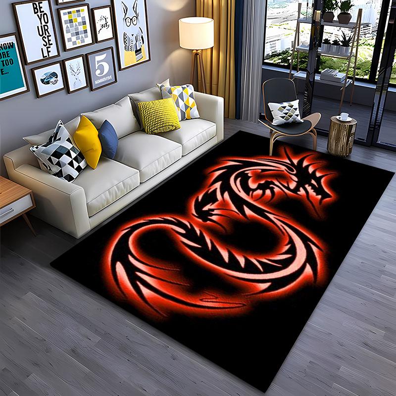 Alfombra grande con diseño de dragón de dibujos animados en 3D, alfombras para decoración de sala de estar y dormitorio, alfombrilla antideslizante para baño y cocina, regalo