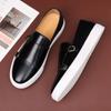 New Black Men Sneakers Slip-On Solid Double Buckle Brown Platform Shoes Men's Vulcanize Shoes  Size 38-46