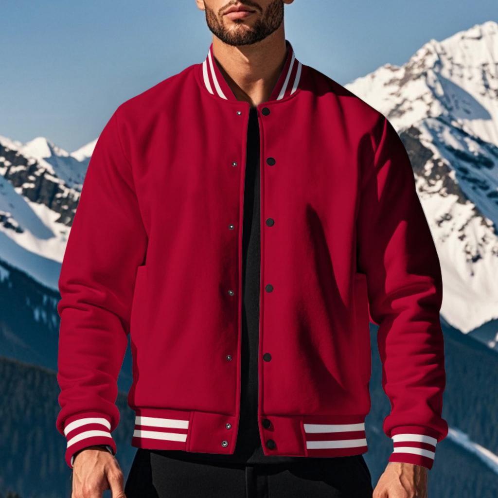 Heren Retro Baseballjack Losse Pasvorm Opstaande Kraag Casual Enkelrijdig Knoopsluiting