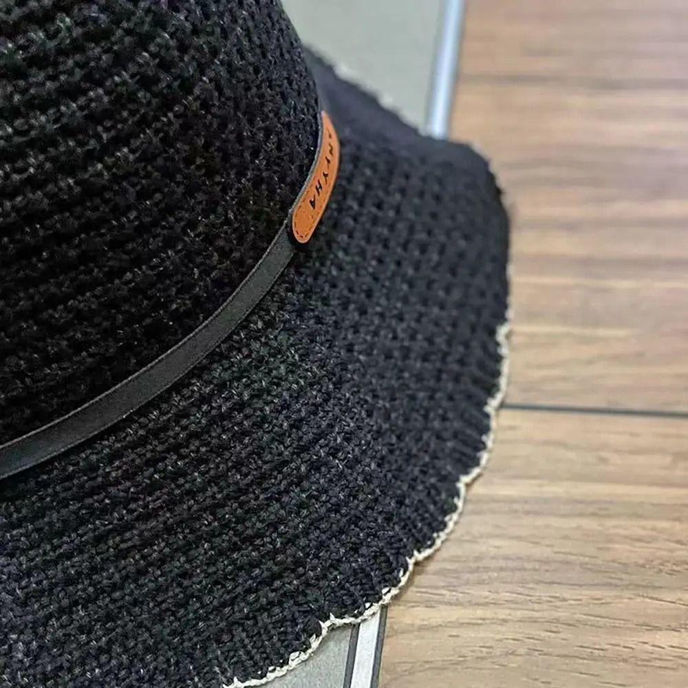Breathable Crochet Bucket Hat UV Protection Summer Sunshade Visors Knit Fisherman Hat  Outdoor
