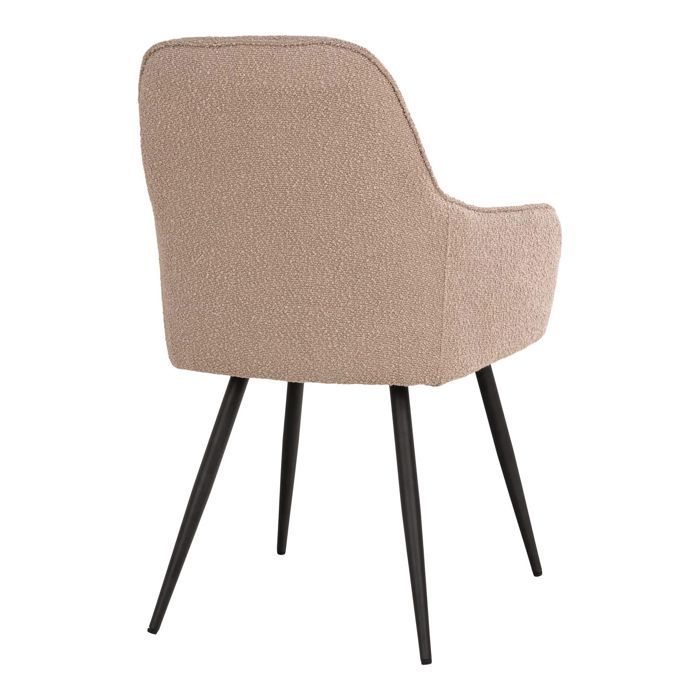 2 chaises de salle à manger en polyester bouclé beige avec pieds noirs