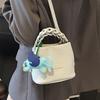 New product simple style texture fashionable portable bucket bag femininity commuting versatile casual PU messenger bag
