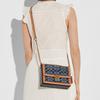 Coach Hutton Floral Print Chain Canvas And Leather Shoulder Bag Women Shoulder Bag Denim-Blue Brown 3696-B4RA3
