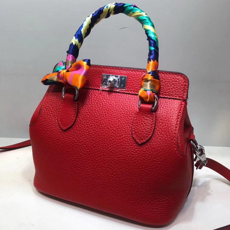 New 's First-layer Cowhide Lychee Pattern Skin Milk Bag Box Portable Single-shoulder Diagonal Leather Women's
