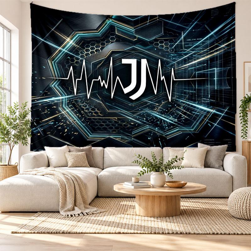 Arazzo da Parete FC Juventus, Appeso a Parete in Tessuto Morbido, Sfondo Decorativo per Camera da Letto, Arte da Parete per la Casa