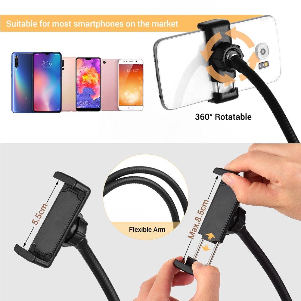 Makeup Light Ring 2 in 1 with LED Selfie Ring Light With Long Arm Lazy Mobile Phone Holder For Video Bloggers Live Stream