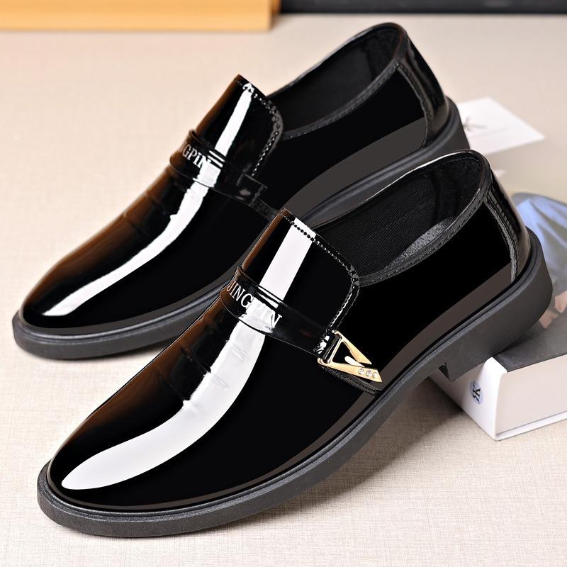 Large size men's patent leather shoes trendy business dress British pointed toe glove men's shoes single shoes