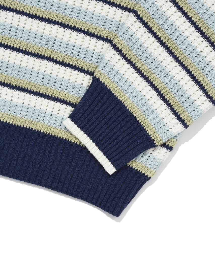 COVERNAT Multi-Stripe Crew Neck Knit Lime