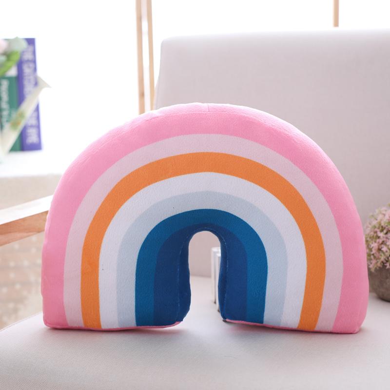 35x25cm Regenboog Pluche Kussen Gevuld Rood Roze Hemel Kussen C-vormig Hoofdsteunkussen Huisdecoratie Pluche Knuffel Rekwisiet Cadeau