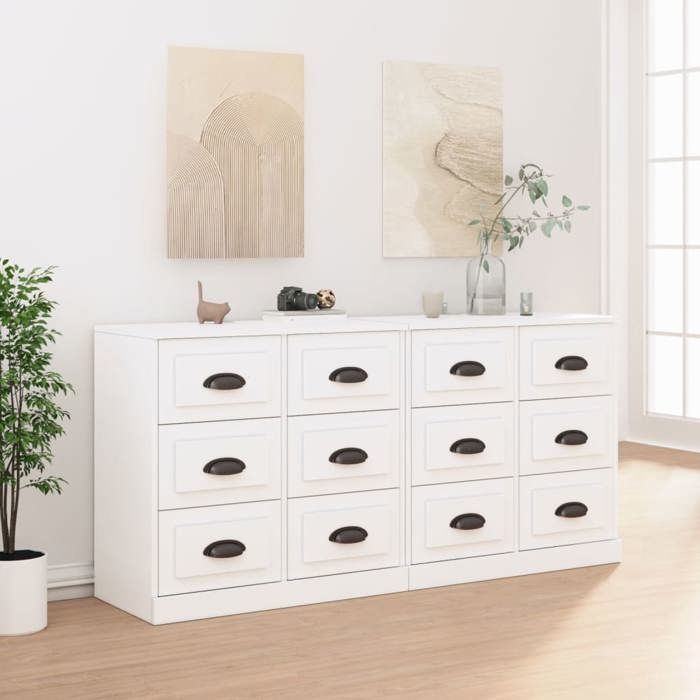 Buffet - Maison Exclusive - Lot 2 pièces - Blanc - Bois d'ingénierie