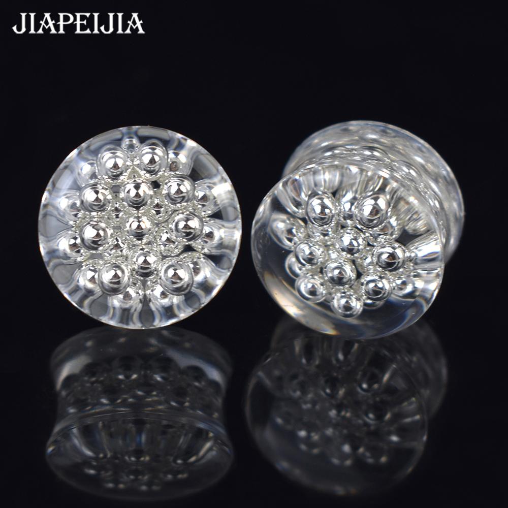 2pcs 8-50mm Shining Ball Ear Plug Tunnels Gauges Ear Expander Stretcher Body Jewelry for Women Men