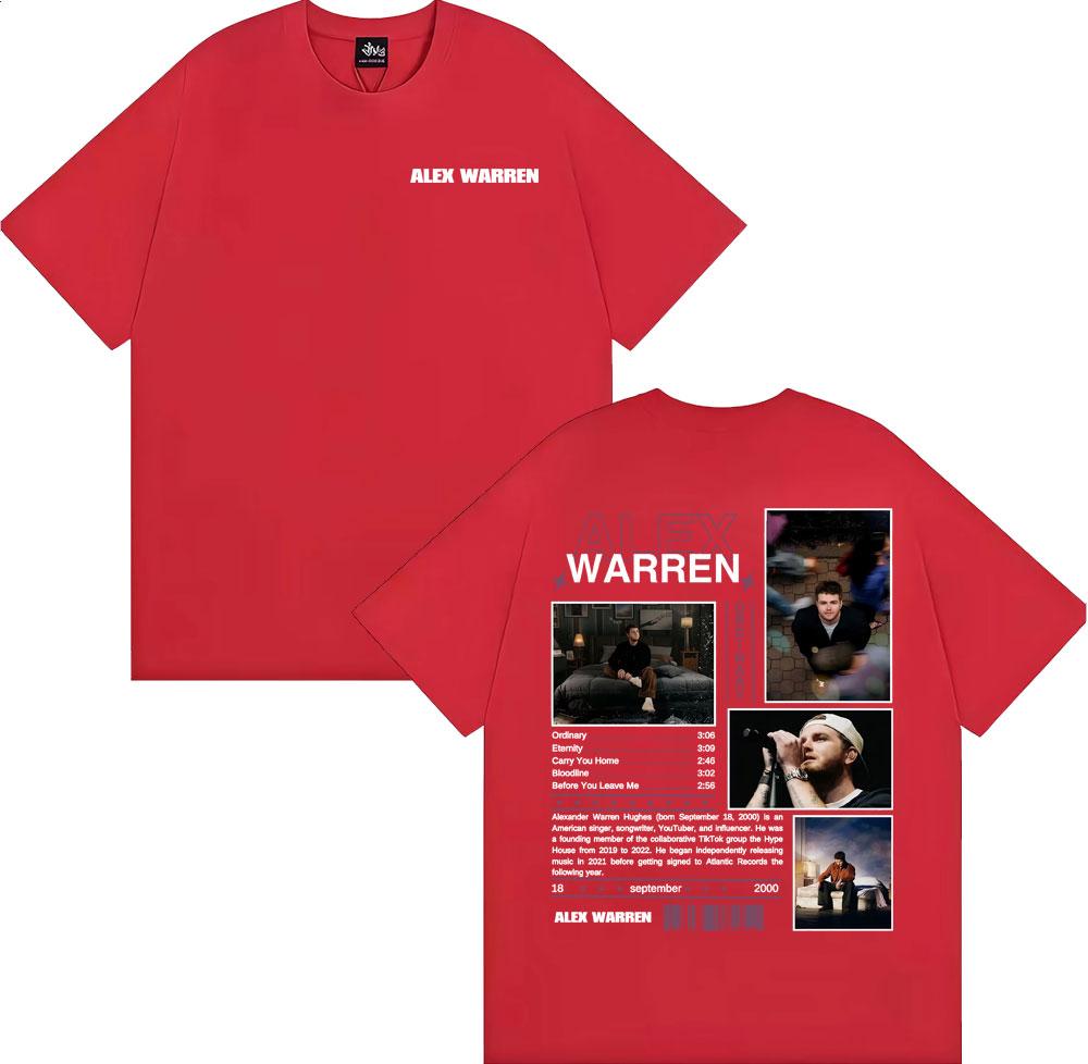 

Rapper Alex Warren Ordinary Album Tour T Shirts Mens Clothing High Street Hip Hop Punk Tshirts Casual Cotton Oversized Tshirt S