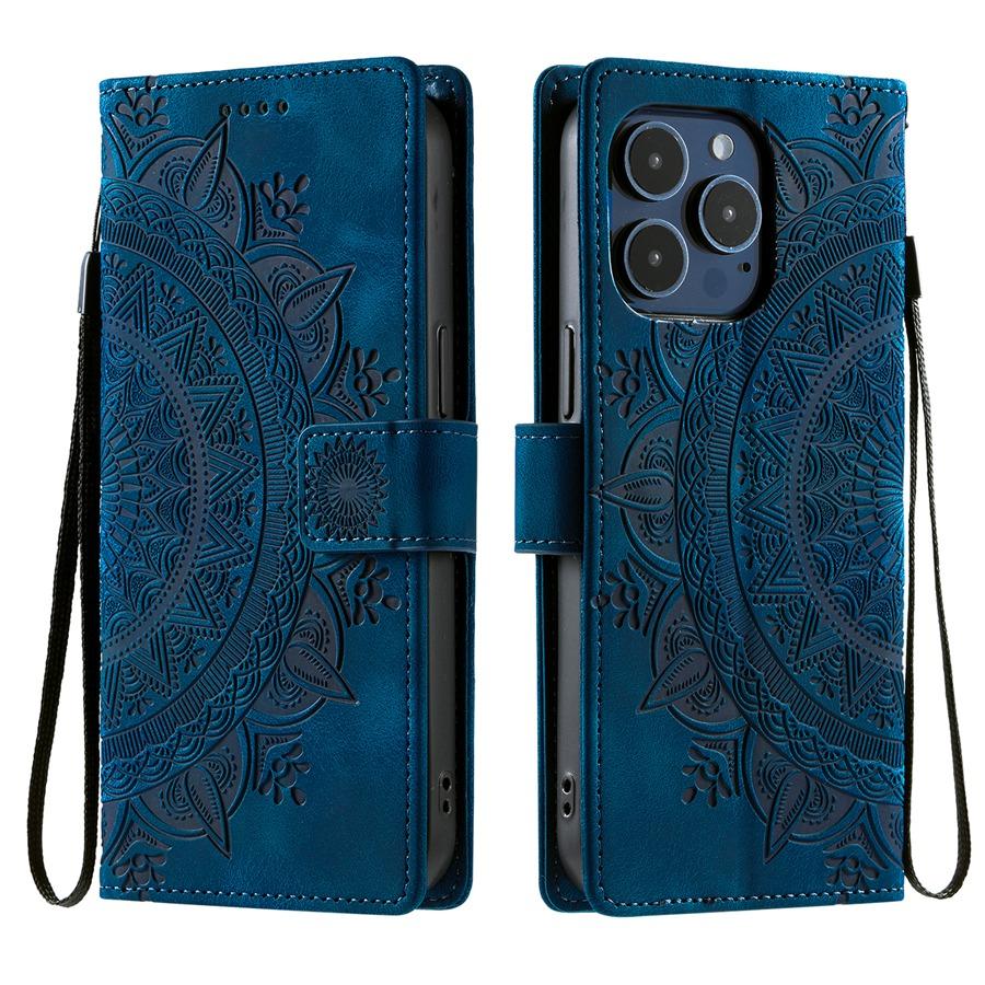 

Чехол-кошелек с тиснением Tribal для iPhone 16 15 14 13 12 11 16e 13 Pro Max 14 Plus X XR 7 8 SE с фоторамкой и подставкой iPhone 16 Pro Max синий