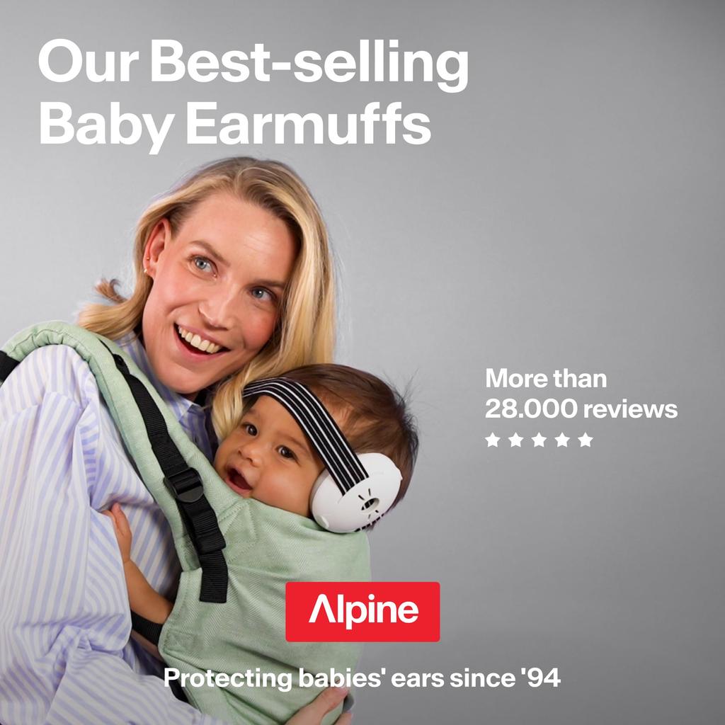 ALPINE HEARING PROTECTION MUFFY BABY CLASSIC BLK Earmuffs with and Noise Reduction for Babies Headband, Soundproofing,