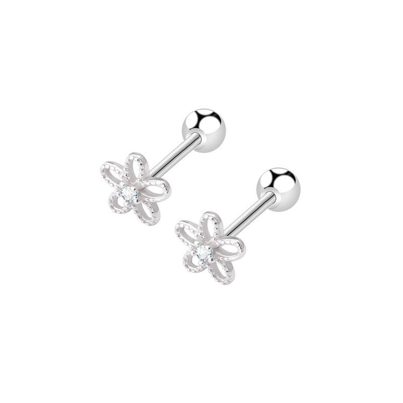 Simple Versatile Five-Petal Screw Stud Earrings for Women: Fresh, Sweet, Stylish, Lightweight Luxury Design.