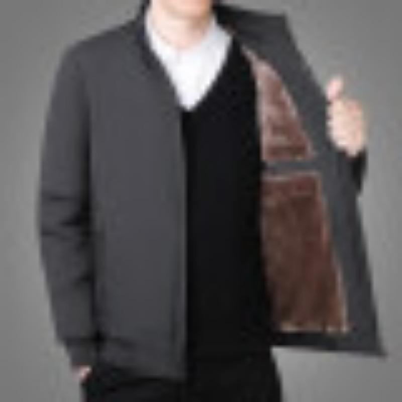 Cotton-padded Jacket for Middle-aged and Elderly Men, Casual Jacket, Quilted and Velvet Jacket, Stand-up Collar, Dad Outfit
