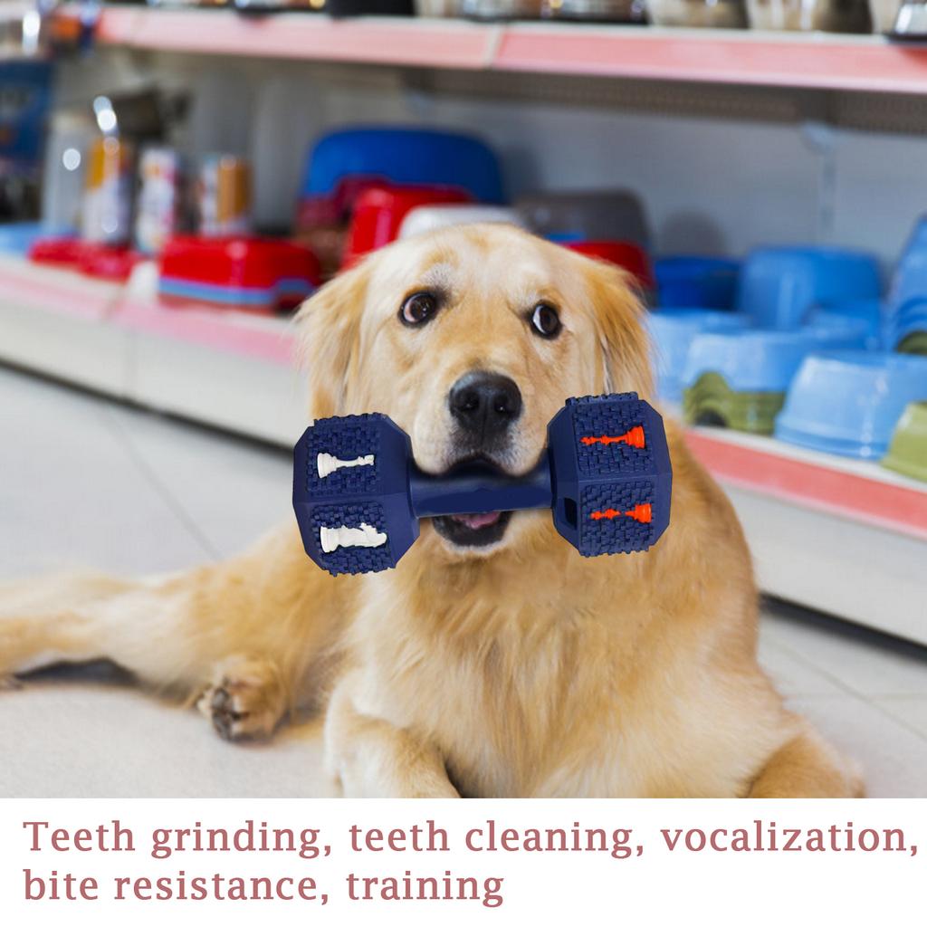 Natural Rubber Dog Dumbbell Toy For Large Breeds – Interactive Food Dispensing Puzzle Toy For Teeth Cleaning, Chewing, Mental Stimulation, Boredom