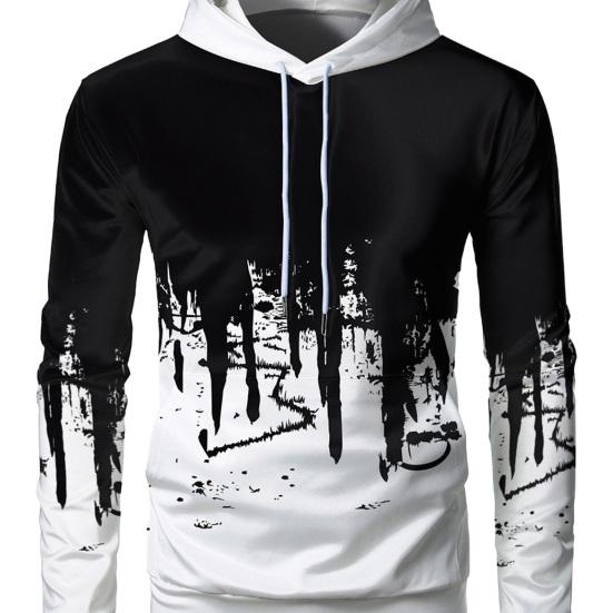 Sudadera con capucha deportiva para hombre, con estampado de colores en contraste 3D, cordón ajustable, mangas largas, puños elásticos, para exteriores, fitness, béisbol, primavera y otoño