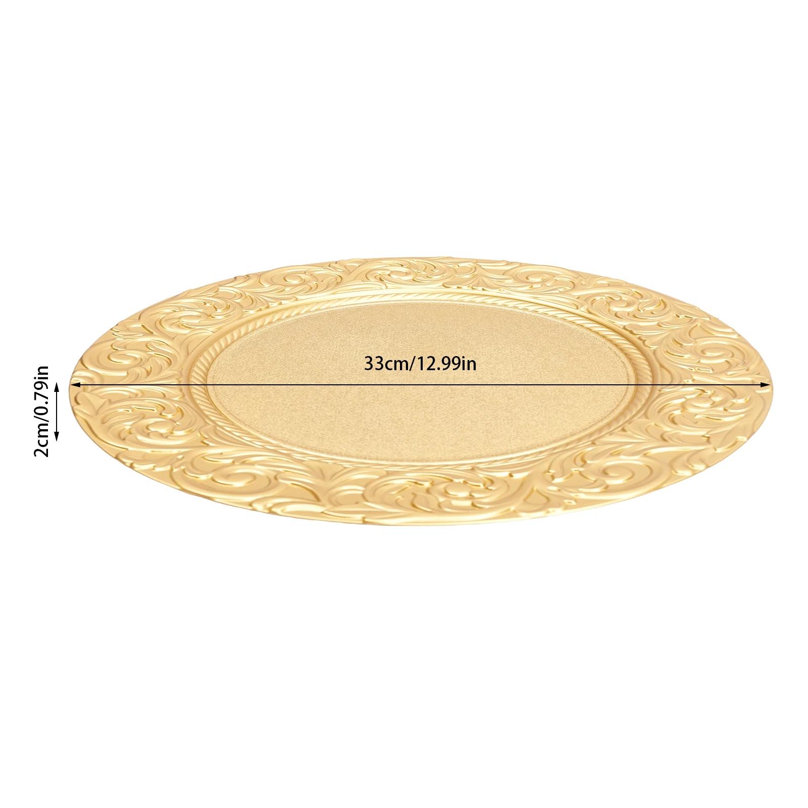 

100 Gold Round Placemats Wholesale, 13-Inch Vintage Placemat Set, Plastic Embossed Dinner Plates, Reusable (Gold) золотий