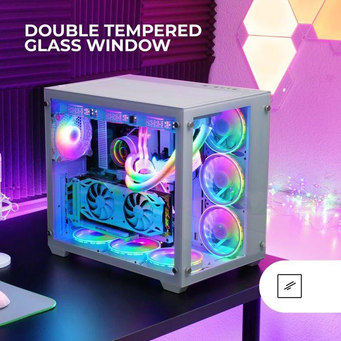Tour Gaming Custom XXL E-ATX - Mars Gaming - MCV3 - Verre Trempé - Cadre Modulaire - Blanc