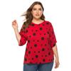 Sommerskjorte for kvinner Stor størrelse Polka Dot Print Løs Uformell kortermet T-skjorte