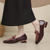 British Style Small Leather Shoes Women's Autumn New French Splicing Thick Heel Pointed Foreign Style Single Shoes Medium Heel Elegant Loafers