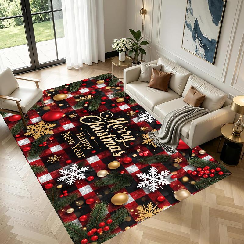 Christmas Pattern Square Area Rug Comfort Indoor Floor Carpet For Home Holiday Gift
