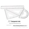 Student 4-Piece Ruler Set: Triangle, Straight, Protractor - Transparent & Durable