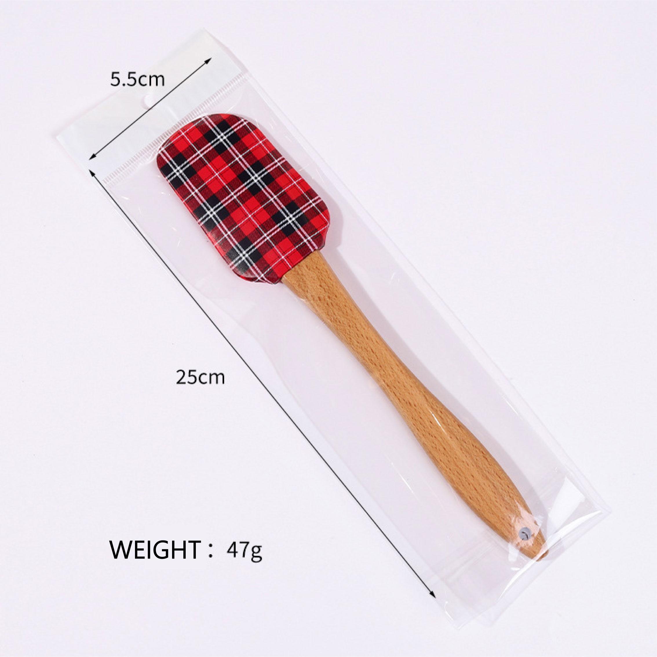Silicone Scraper Wooden Handle Cream Scraper Christmas Scraper Butter Mixing Knife Baking Scraper