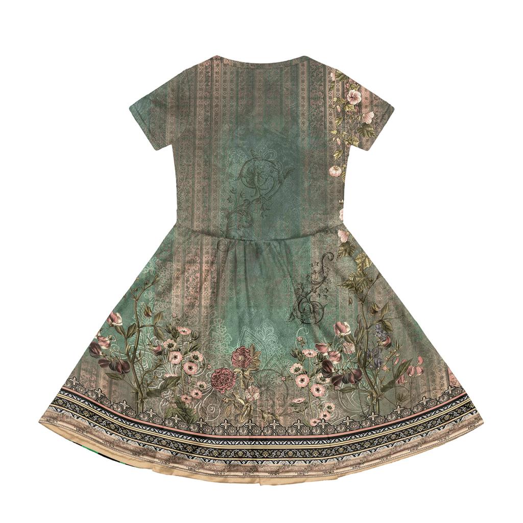 Girl Summer Dress Color & Print Short Sleeve Dress With Pocket Casual Dress Shorts Sleeve Party Dress Easter Day