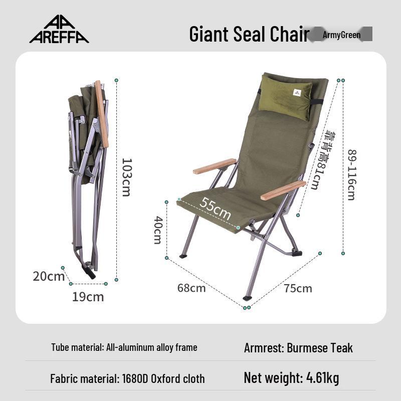 Areffa Extra Large High Back Folding Outdoor Camping Chair for Tall & Big Individuals
