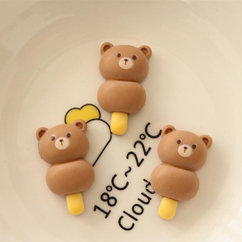 Milk Tea Color Bear Biscuits DIY Resin Handmade Jewelry Accessories Cream Glue Hairpin Brooch