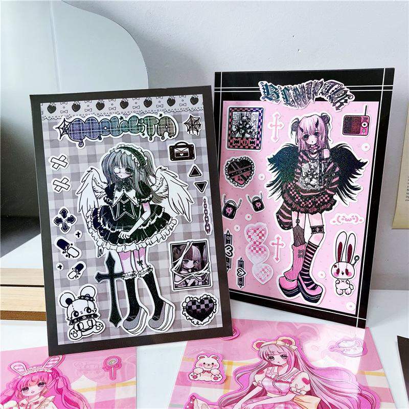 Korean Cute Maid Devil Angel Girl Stickers Scrapbooking DIY Album Decoration Sticker Aesthetic Personalized Kawaii Stationery