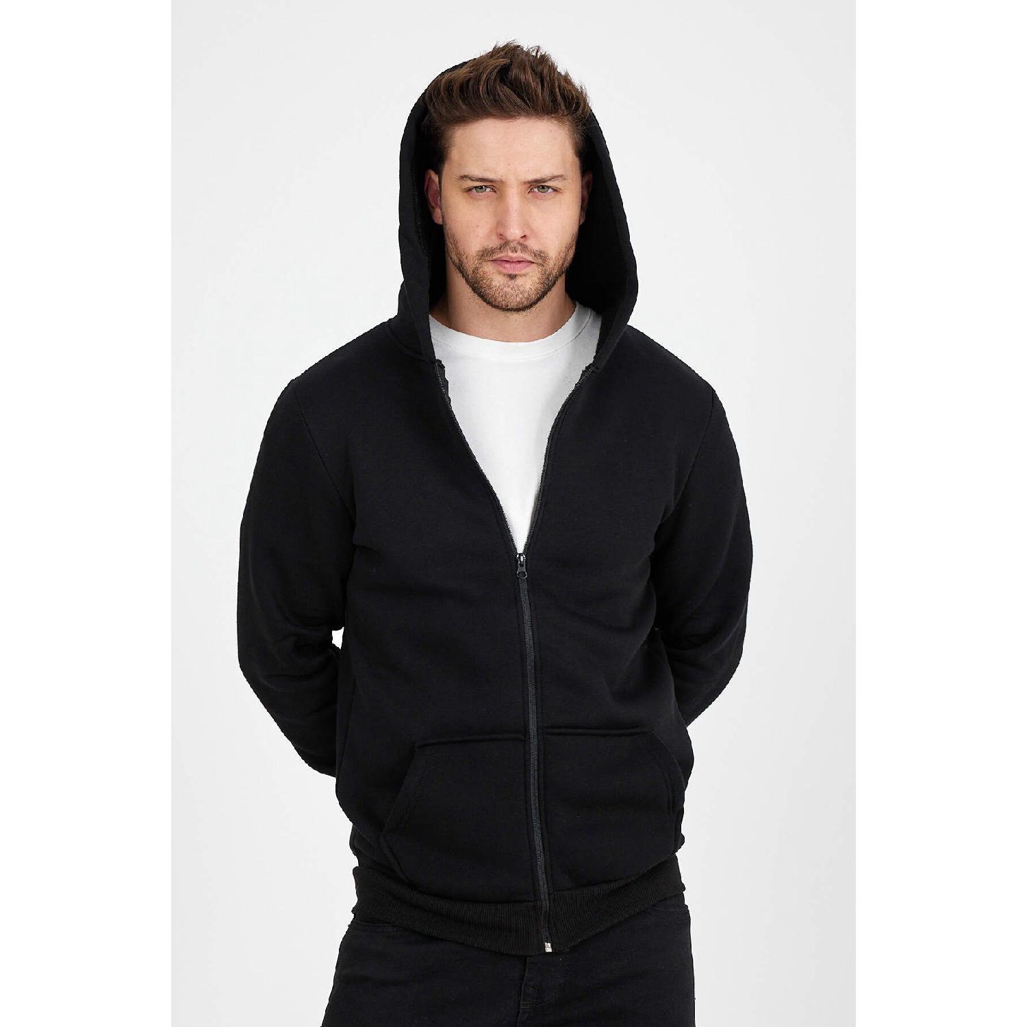 

Men s Slim Fit Knitted 3 Thread Zippered Fleece Cardigan Black S чёрный