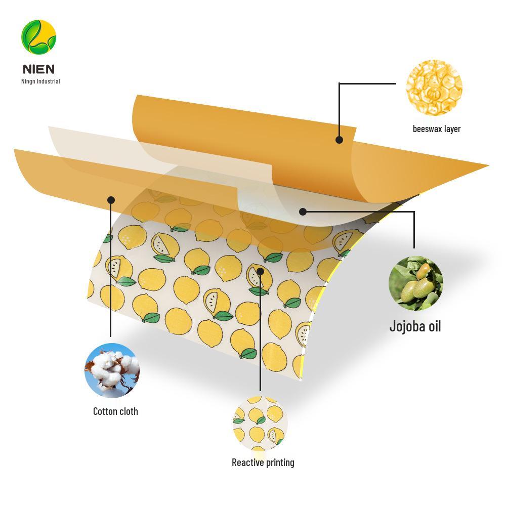 Nien Degradable Beeswax Wraps - 3-Piece Food-Grade Preservation Set