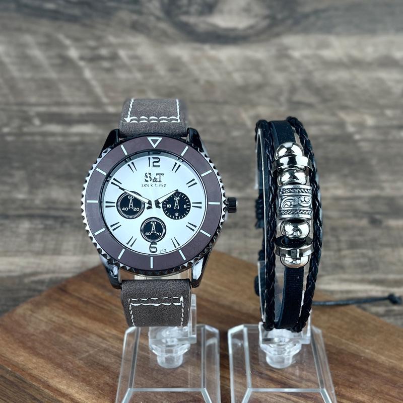 

Men s Panda Three-Eye Retro Quartz Watch Casual Fashion Trend синій