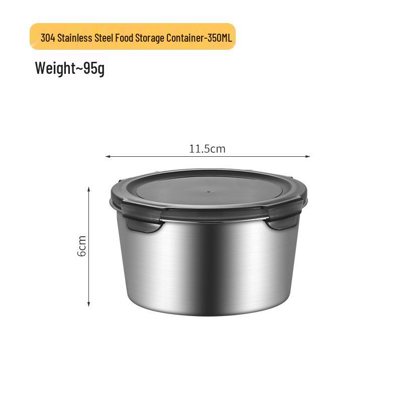 304 Stainless Steel 4-Piece Round Food Storage and Lunch Box Set
