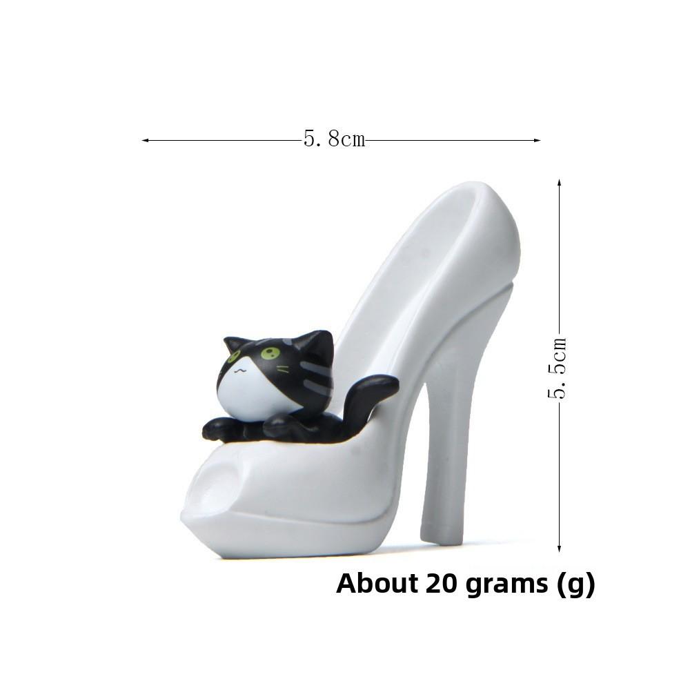 

Дом Милый Дом Туфли на Высоком Каблуке Микроландшафтный Декор Для Подарка Мультяшным Коллекционерам White Black Cat