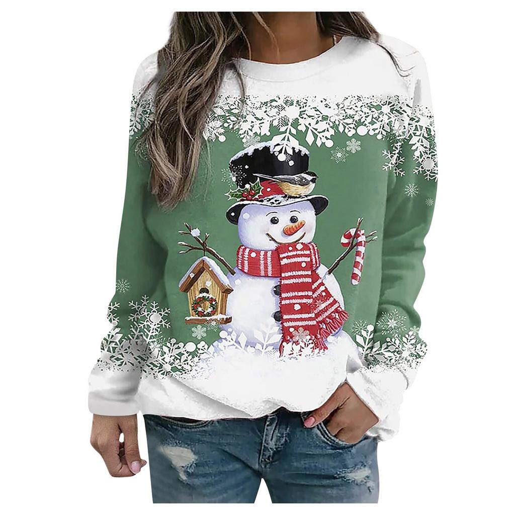 Women's Pullover Top Snowflake Snowman Print Casual Sports 3D Print Streetwear Blouse