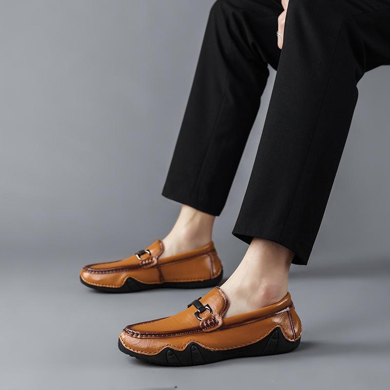 Men’s Moccasins White Loafer Brown Driving Shoes Flats Bussiness Shoes Slip-ons Plus Size Shoes