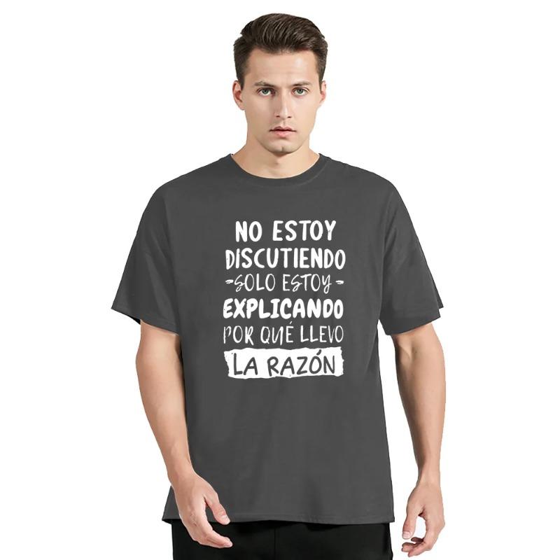 

Футболка «Я не спорю, я объясняю, почему я прав» с забавным испанским текстом и юмором. Футболка-майка повседневная, хлопковая, унисекс, мягкая, мужская. XXL темно-серого