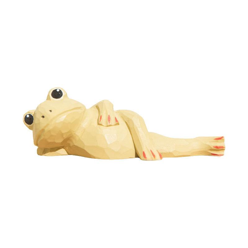 

Wooden Craft Frog Figurine With Zen Pose For Home Decor And Gift Giving Yellow C