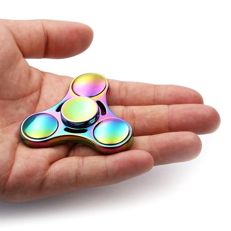 Rainbow Fidget Spinner Metal Zinc Alloy Fingertip Gyro EDC ADHD Stress Anxiety Reliever Quiet Focus Cool Gadgets for Kids Adults