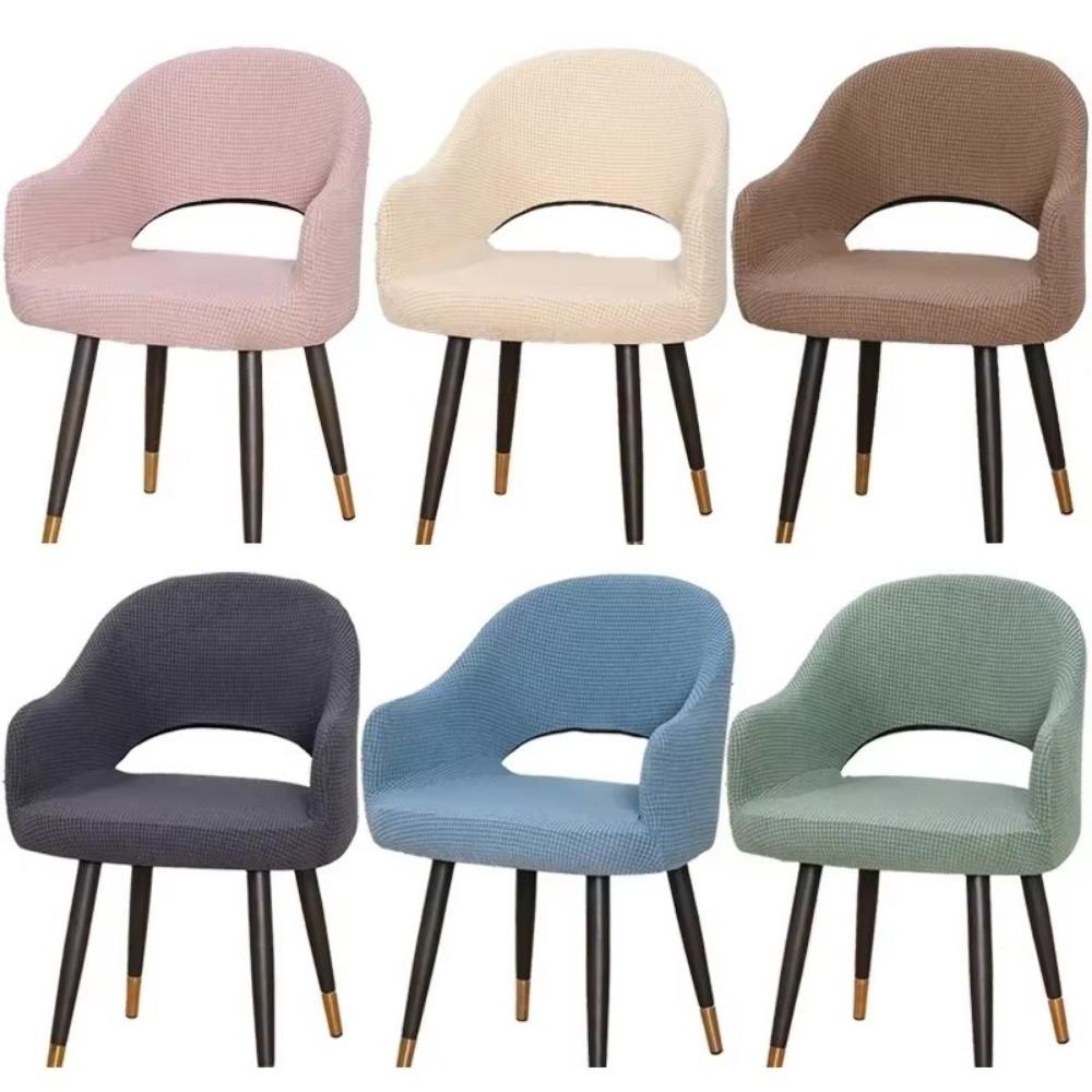Elastic Arc Armchair Covers Jacquard Dining Chair Covers Curved Chair Covers  For Home Living Room