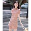 Shang Jing Women's Plaid Cheongsam Dress