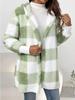 Women's Autumn/Winter Hooded Plaid Plush Cardigan Jacket